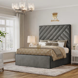 King size Isbah bedframe in armour coniston with hidden storage