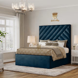 Isbah blue coniston bed frame with piped border