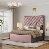 Pink plush velvet ottoman storage bed frame