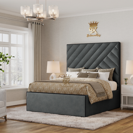 Isbah Piped Border Storage Bedframe - Armour Coniston