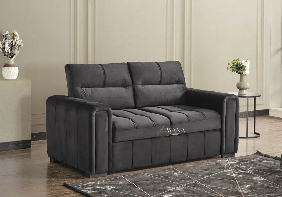 Manhattan 3 Seater Sofa Bed + 2 Seater Storage Sofa 3+2 Black - Bedroomking