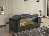 Manhattan 3 Seater Sofa Bed + 2 Seater Storage Sofa 3+2 Black - Bedroomking