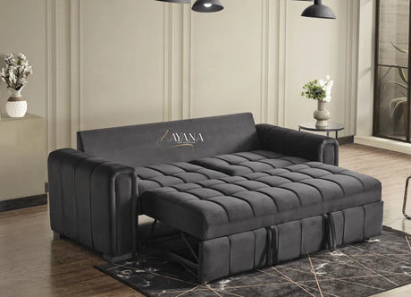 Manhattan 3 Seater Sofa Bed + 2 Seater Storage Sofa 3+2 Black - Bedroomking