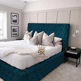 Monarch Bed Frame With Chesterfield Upholstery - Black Crushed Velvet