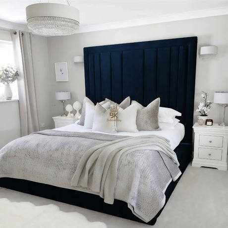 Evie Bed Frame 75" (6ft2) Tall Headboard - Cream Crushed Velvet