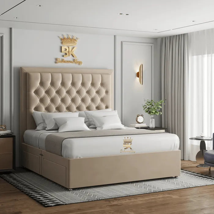 Monty Divan Storage Bed Cream Plush 5ft Kingsize Bedroomking