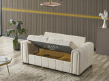 Kensington 3 Seater Sofa Bed + 2 Seater Storage Sofa 3+2 Cream - Bedroomking