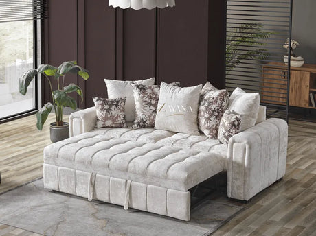 Berlin 3 Seater Sofa Bed + 2 Seater Storage Sofa 3+2 Cream - Bedroomking