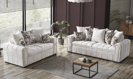 Berlin 3 Seater Sofa Bed + 2 Seater Storage Sofa 3+2 Cream - Bedroomking