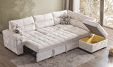 Gianni Right/Left Corner Sofa Bed With Storage Stool Cream - Bedroomking