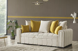 Kensington 3 Seater Sofa Bed + 2 Seater Storage Sofa 3+2 Cream - Bedroomking
