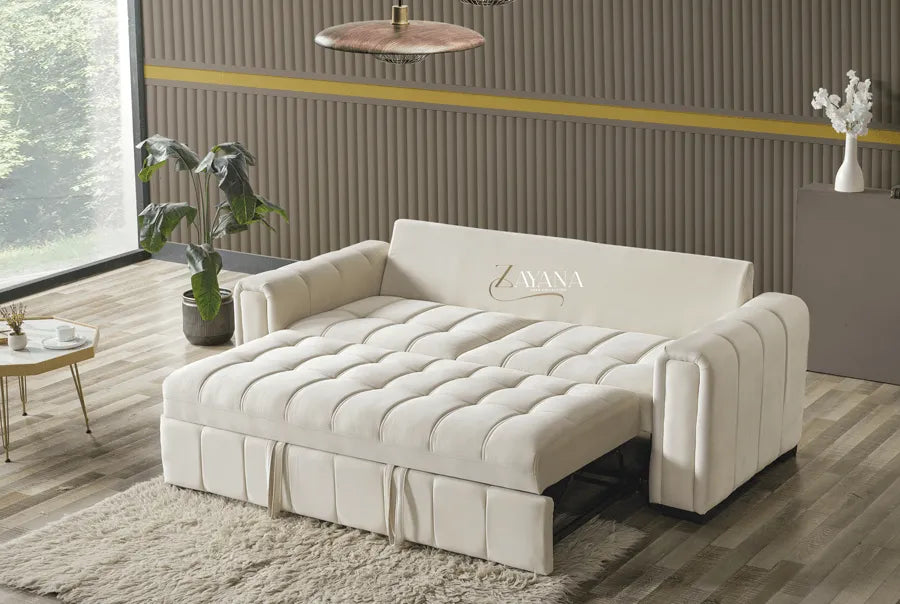 Kensington 3 Seater Sofa Bed + 2 Seater Storage Sofa 3+2 Cream - Bedroomking