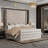 Langford Wingback Bed Frame - Bedroomking