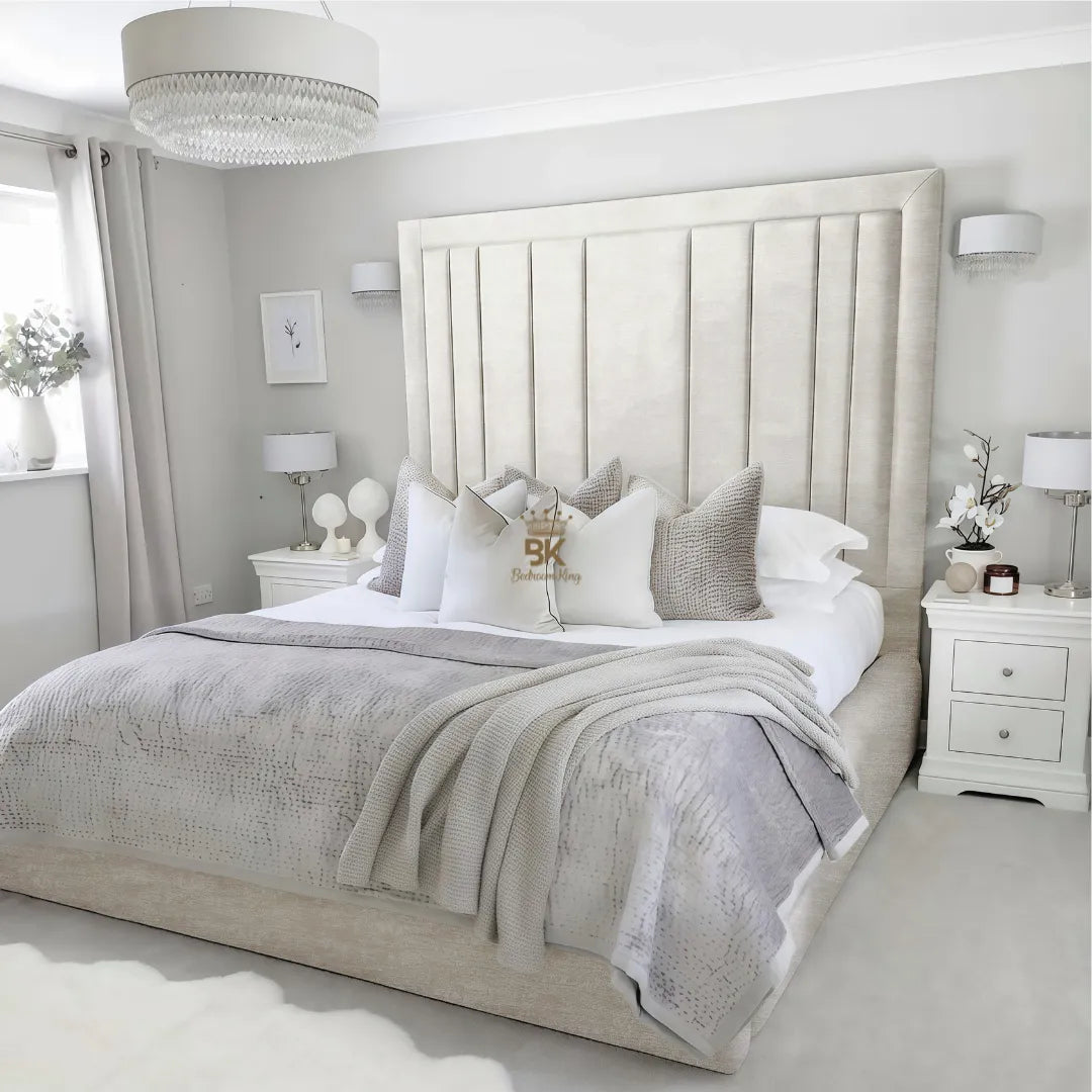 Evie Bed Frame 75" (6ft2) Tall Headboard - Mink Coniston