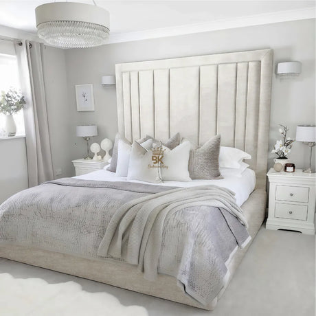 Evie Bed Frame 75" (6ft2) Headboard - Deep Grey Crushed Velvet