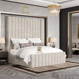 Hadley Panel Wingback Upholstered Bed Frame - Black Chenille