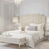 Lacey Art Deco Bedframe Pictured With Tall Headboard