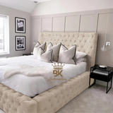 Monarch Bed Frame With Chesterfield Upholstery - Black Crushed Velvet