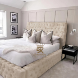 Monarch Bed Frame With Chesterfield Upholstery - Black Crushed Velvet