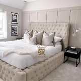 Monarch Bed Frame With Chesterfield Upholstery - Black Crushed Velvet