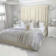 Upholstered bed frame in super king size and cream naples made by Bedroomking