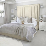 Evie White Velvet Bed Frame Tall 75" (6ft2) Headboard