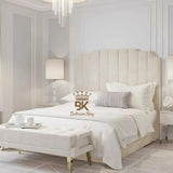 Lacey Art Deco Bedframe Pictured With Tall Headboard