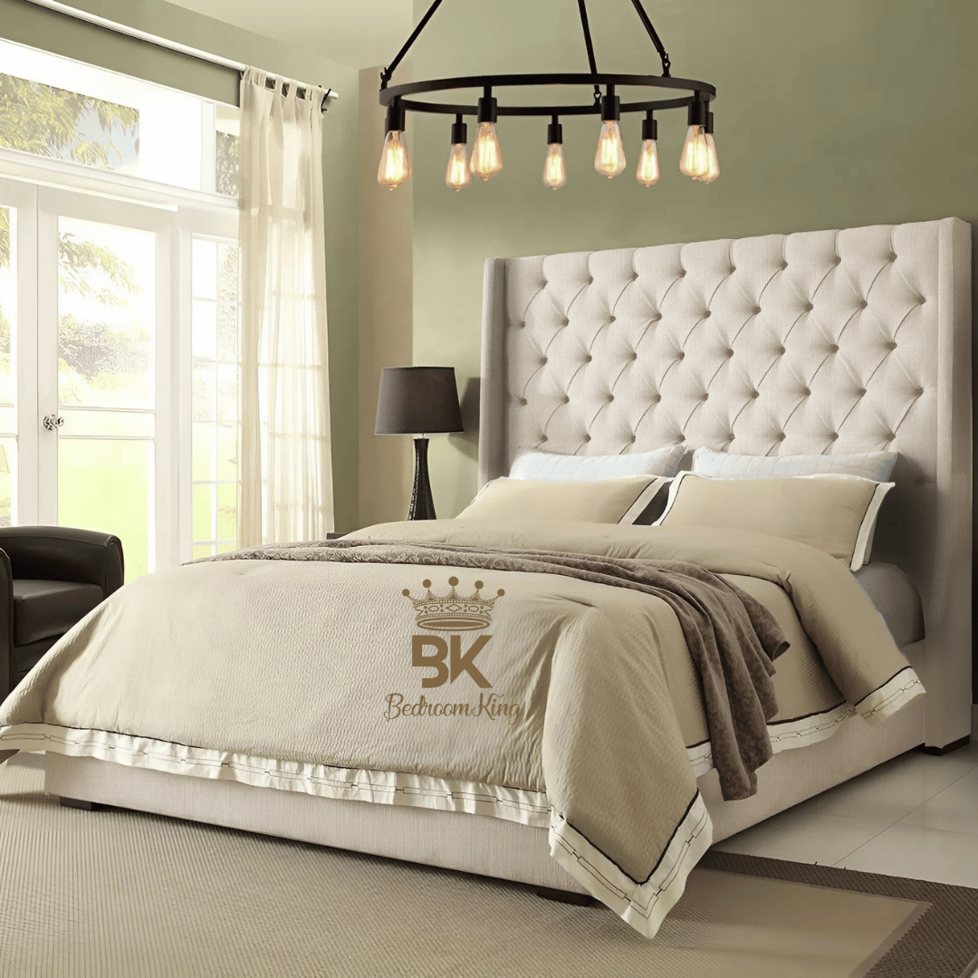 Grand Curved Wingback Bed Frame - Black Chenille