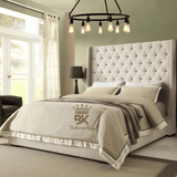 Grand Curved Wingback Bed Frame - Black Chenille