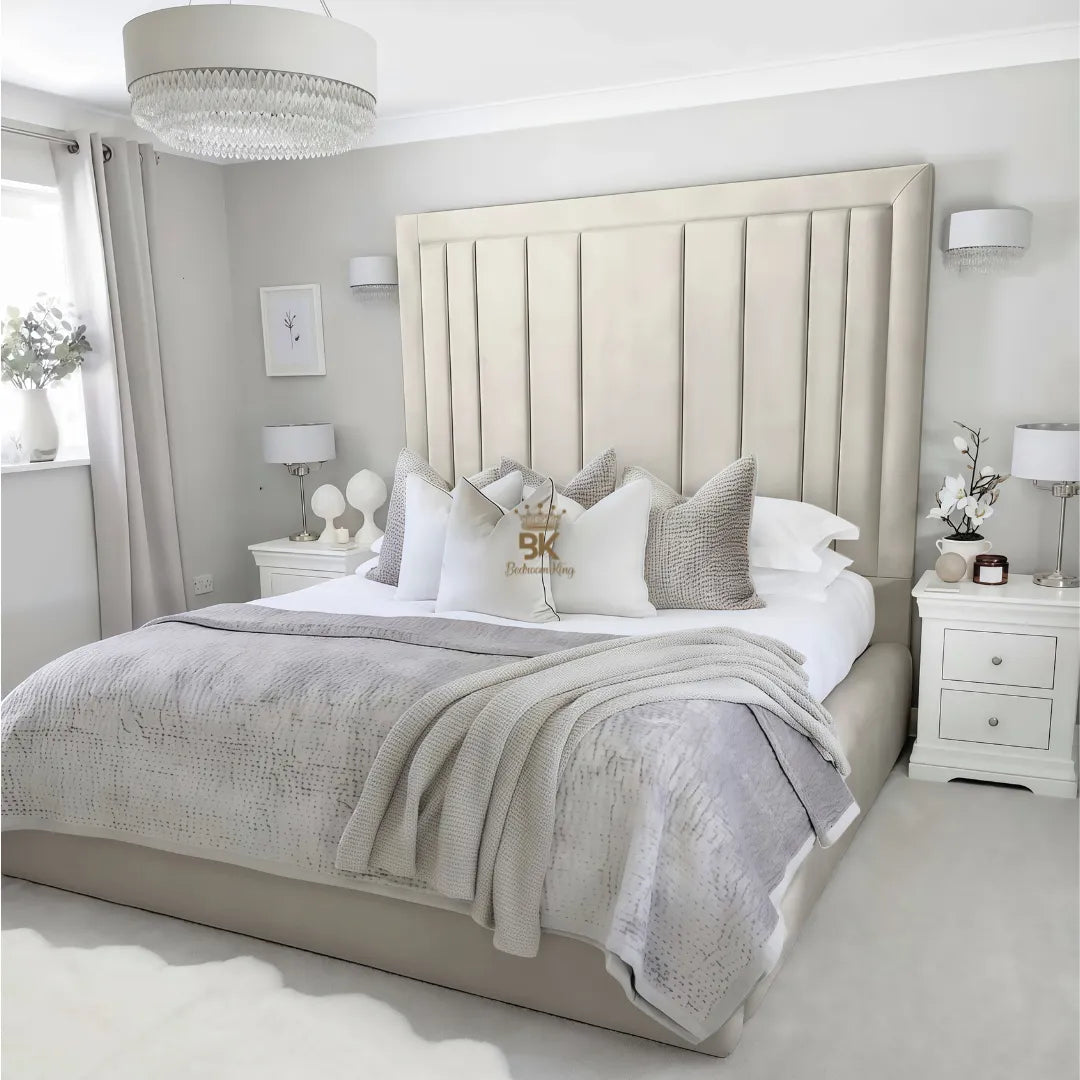 Evie Bed Frame 75" (6ft2) Tall Headboard - Mink Coniston