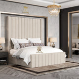 Hadley Panel Wingback Upholstered Bed Frame - Black Chenille