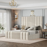 Bethany Luxury Fabric Bed Frame - Cream Naples