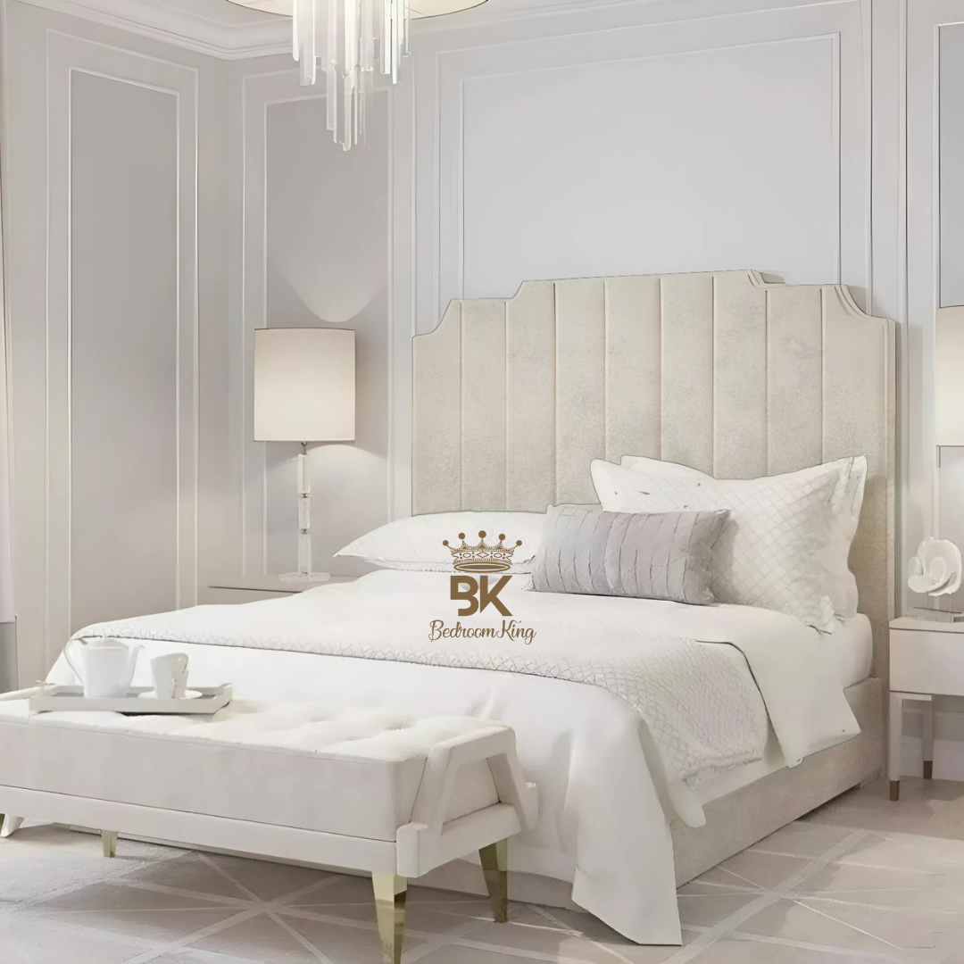 Lacey Art Deco Bedframe - Black Crushed Velvet