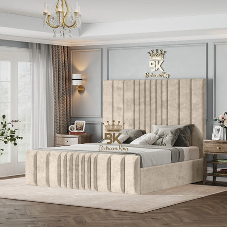 Bethany Luxury Fabric Bed Frame - Cream Naples