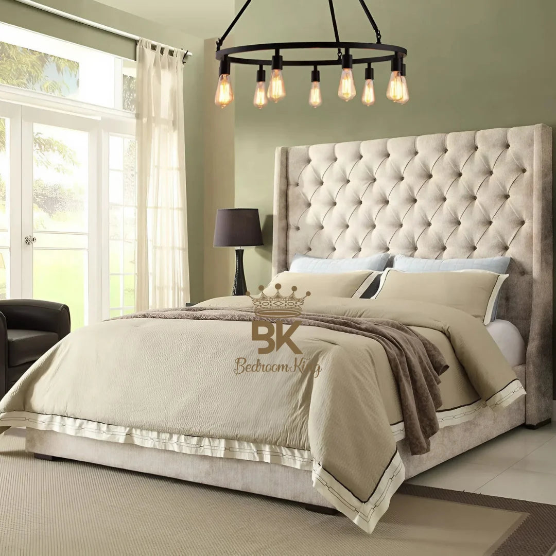 Grand Curved Wingback Bed frame Available With Storage