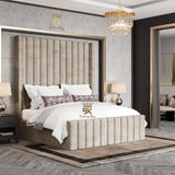 Hadley Panel Wingback Upholstered Bed Frame - Black Chenille