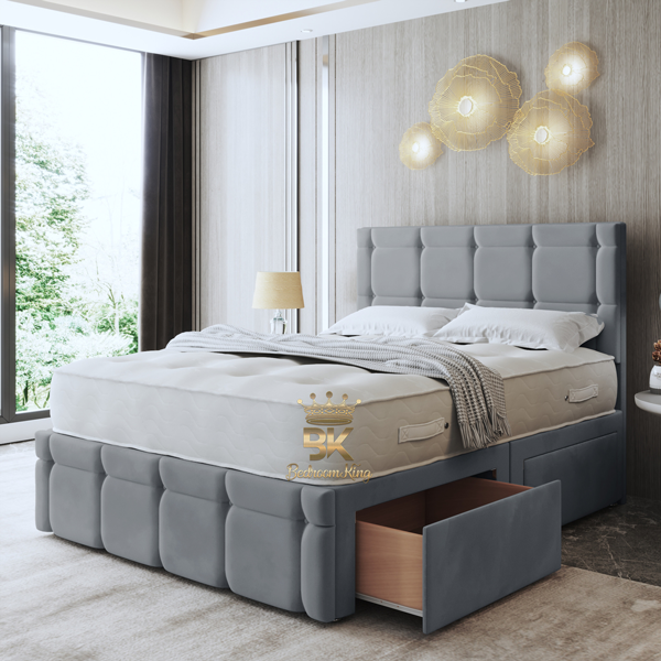 Livia Plush Divan Bed With Stylish Footboard