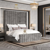 Hadley Panel Wingback Upholstered Bed Frame - Black Chenille