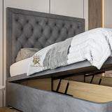 Upholstered ottoman divan bed with 54" high headboard