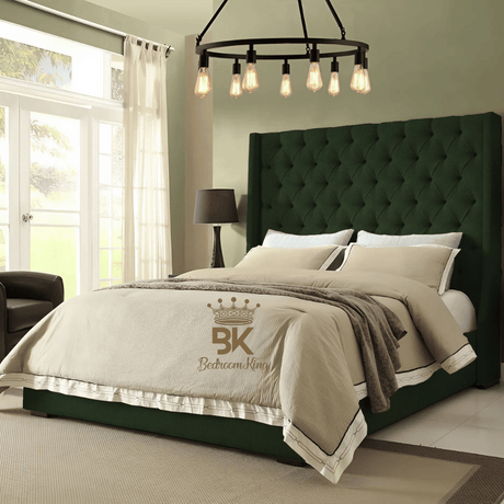 Grand Curved Wingback Bed Frame - Grey Naples