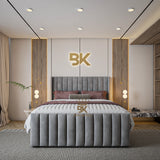 Silver Plush Bed Frame with drawers