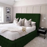 Monarch Bed Frame With Chesterfield Upholstery - Black Crushed Velvet