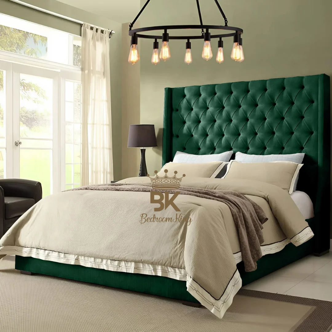 Grand Curved Wingback Bed frame Available With Storage