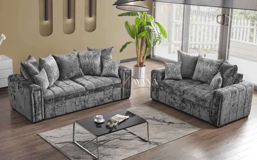 Chelsea 3 Seater Sofa Bed + 2 Seater Storage Sofa 3+2 Grey - Bedroomking