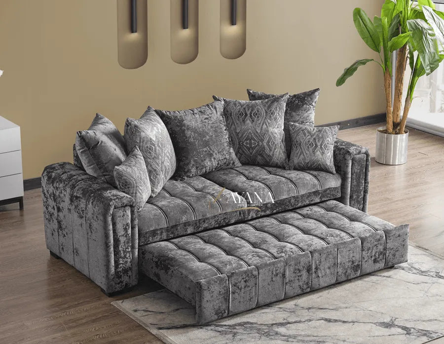 Chelsea 3 Seater Sofa Bed + 2 Seater Storage Sofa 3+2 Grey - Bedroomking