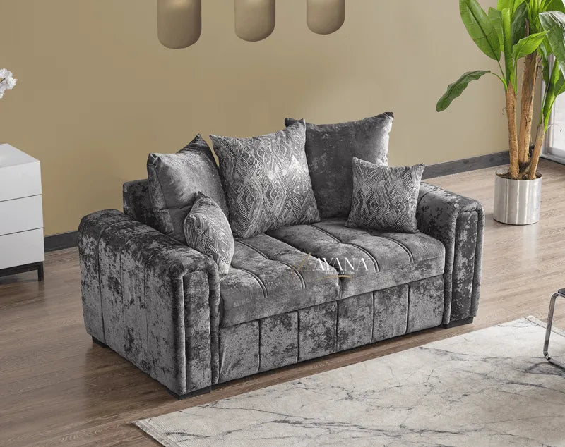 Chelsea 3 Seater Sofa Bed + 2 Seater Storage Sofa 3+2 Grey - Bedroomking