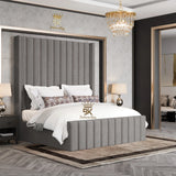 Hadley Panel Wingback Upholstered Bed Frame - Black Chenille