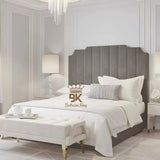 Lacey Art Deco Bedframe Pictured With Tall Headboard
