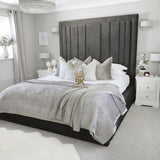 Evie White Velvet Bed Frame Tall 75" (6ft2) Headboard