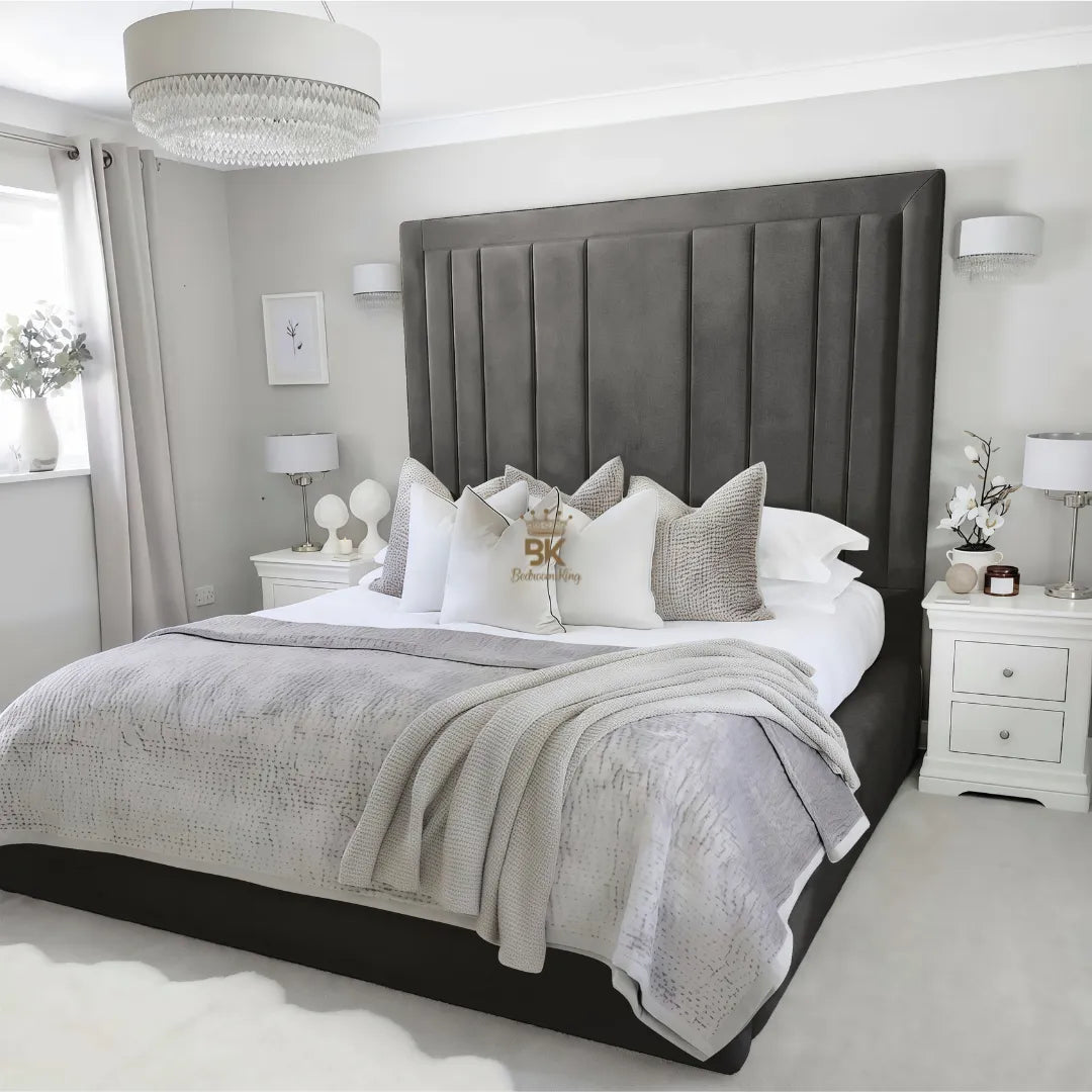Evie Bed Frame 75" (6ft2) Tall Headboard - Mink Coniston